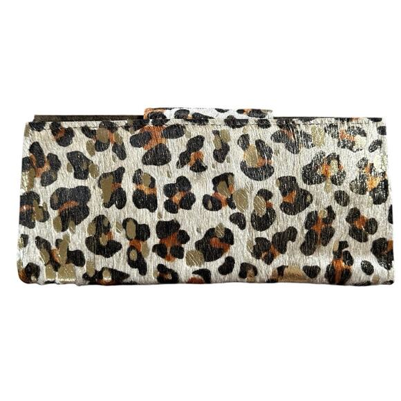 NWT Keep it Gypsy Upcycled Leather Cheetah Print Fur Gold Western Wallet - Picture 2 of 8